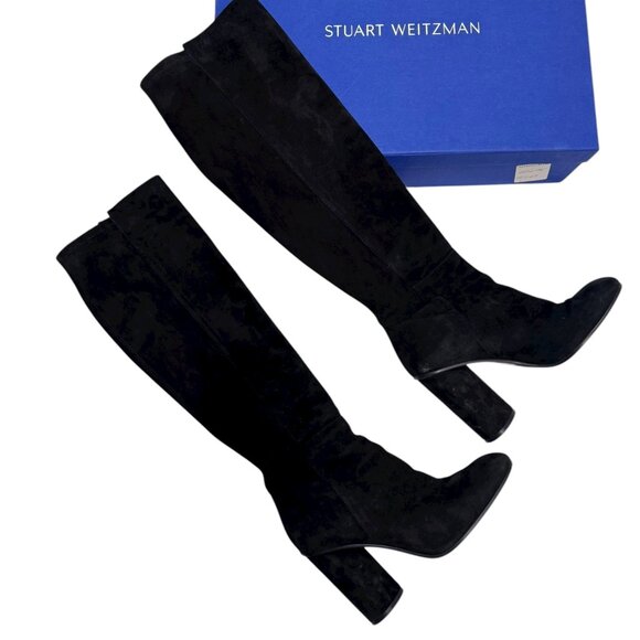 NIB Stuart Weitzman Eloise 90 Black Suede Knee-High Boots – Size 9M - Picture 1 of 9